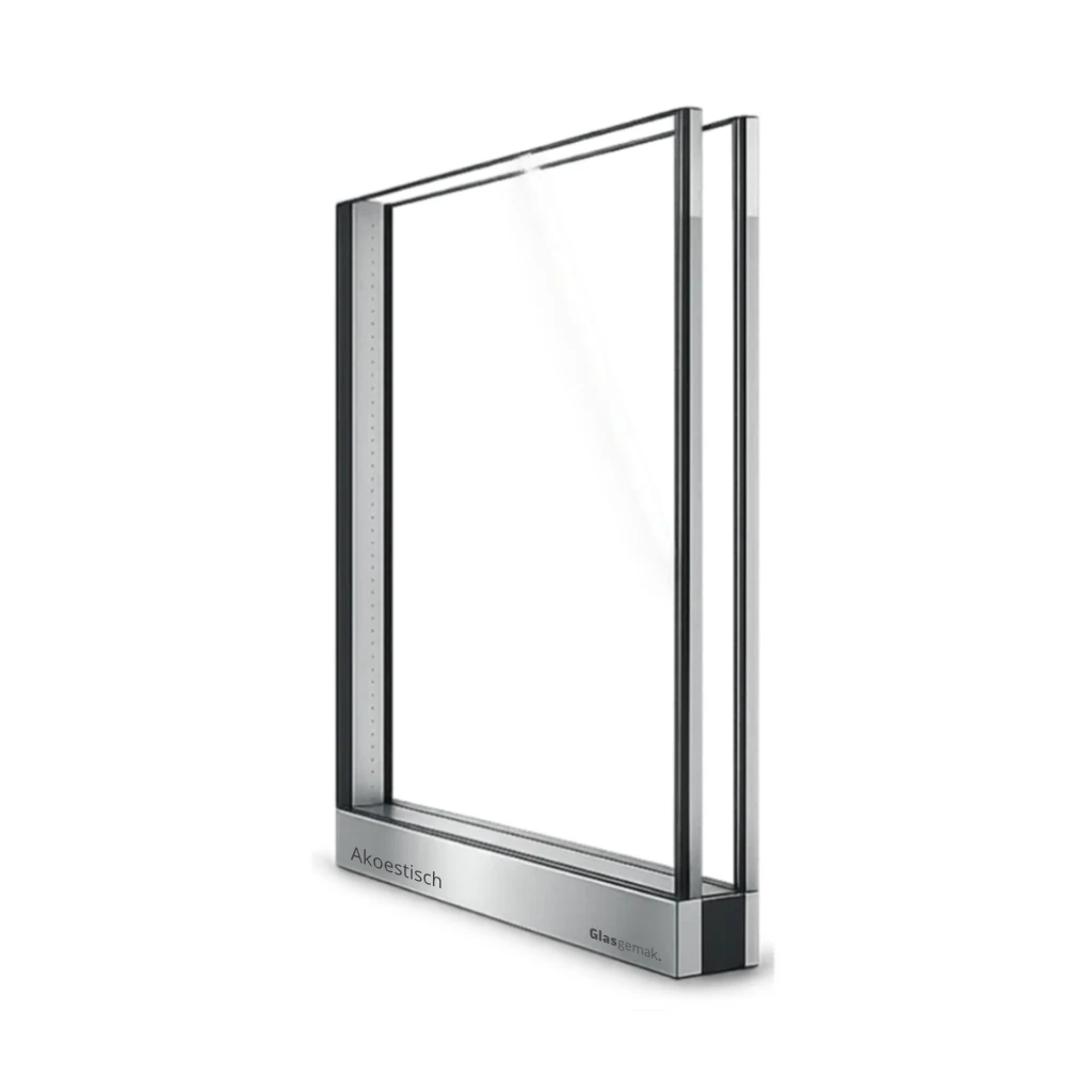 Akoestisch isolatieglas met geluidswerende folie in doorsnede